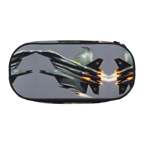 SDEGTHO Jet Fighter Mäppchen mit großer Kapazität, Multifunktionaler Bleistiftbeutel, tragbarer Stifttasche, Stifttasche für Büro, blacks, One size, Tasche Organizer von SDEGTHO