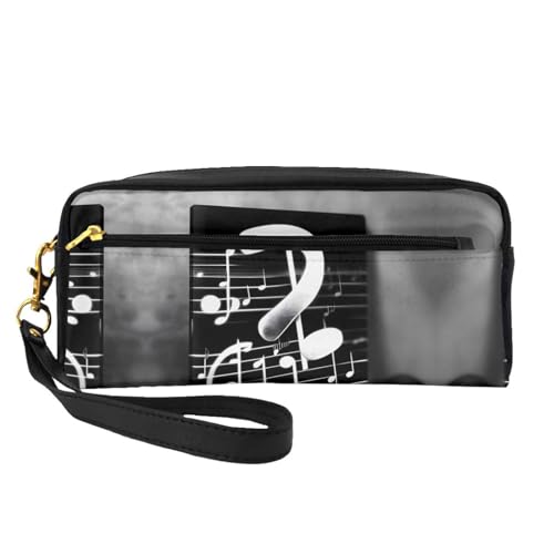 SDEGTHO Kosmetiktasche für Damen, mit Musiknoten, Reise-Make-up-Tasche für Geldbörse, tragbar, Kulturbeutel, Zubehör-Organizer, Schwarz / Weiß, Schwarz, One Size von SDEGTHO