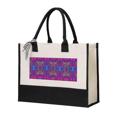 SDEGTHO Leinen-Geschenktasche mit Batikfärbung, Hippies, Halloween, wiederverwendbar, für Einkäufe und Lebensmittel, Beige, One Size von SDEGTHO