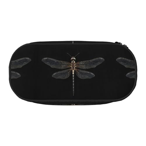 SDEGTHO Libellen-Federmäppchen, großes Fassungsvermögen, Mehrzweck-Federmäppchen, tragbares Federmäppchen, Stifteetui für Büro, Schwarz , Einheitsgröße, Taschen-Organizer von SDEGTHO