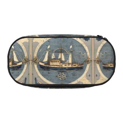 SDEGTHO Mäppchen gedruckt Karte Segelboote mit großer Kapazität Multifunktions Stifteetui tragbare Federmäppchen, Federmäppchen fürs Büro, sc schwarz, Jeden rozmiar, Taschenorganizer von SDEGTHO