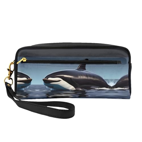 SDEGTHO Make-up-Tasche für Damen, Motiv: Orca Killer-Wal-Druck, für Reisen, Make-up-Tasche für Geldbörse, tragbarer Kulturbeutel, Zubehör-Organizer, Schwarz , Einheitsgröße von SDEGTHO