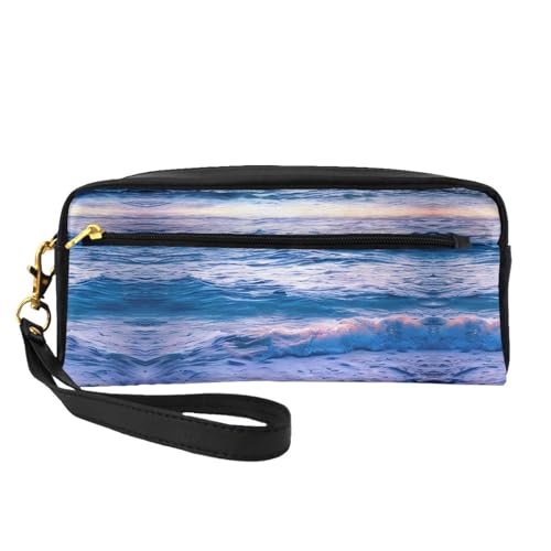 SDEGTHO Make-up-Tasche für Damen, Motiv: Sonnenuntergang, Ozeanwellen, Make-up-Tasche für Geldbörse, tragbar, Kulturbeutel, Zubehör-Organizer, Schwarz , Einheitsgröße von SDEGTHO