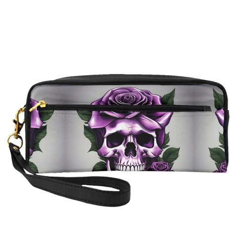 SDEGTHO Make-up-Tasche für Damen, Motiv: Totenkopf, Reise-Make-up-Tasche für Geldbörse, tragbar, Kulturbeutel, Zubehör-Organizer, Schwarz , Einheitsgröße von SDEGTHO