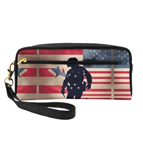 SDEGTHO Make-up-Tasche für Damen, Motiv: US-Militär-Soldaten, patriotischer Gedenktag, Make-up-Tasche für Geldbörse, tragbare Kulturbeutel, Zubehör-Organizer, Schwarz, One Size von SDEGTHO