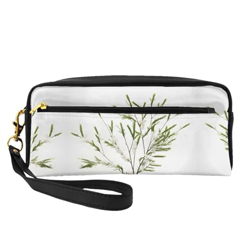 SDEGTHO Make-up-Tasche für Damen, natürliche Pflanze, grüner Zweig, Reise-Make-up-Tasche für Geldbörse, tragbar, Kulturbeutel, Zubehör-Organizer, Schwarz , Einheitsgröße von SDEGTHO