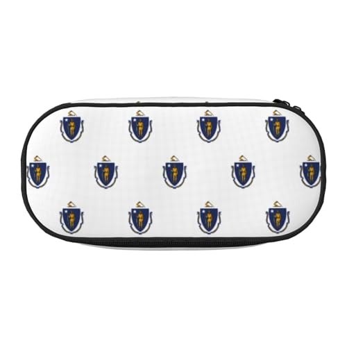 SDEGTHO Massachusetts Federmäppchen mit Staatsflagge, großes Fassungsvermögen, Mehrzweck-Federmäppchen, tragbares Federmäppchen für Büro, Schwarz , Einheitsgröße, Taschen-Organizer von SDEGTHO