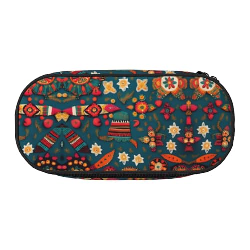 SDEGTHO Mexikanisches Boho-Federmäppchen mit großem Fassungsvermögen, Mehrzweck-Federmäppchen, tragbares Federmäppchen, Stifteetui für Büro, Schwarz , Einheitsgröße, Taschen-Organizer von SDEGTHO