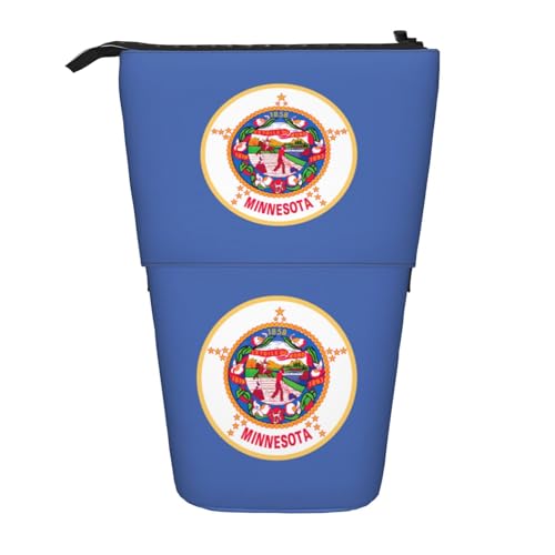 SDEGTHO Minnesota Stand-Federmäppchen, niedliche Stand-up-Bleistifttasche, Teleskop-Stifttasche, tragbarer Stifthalter, Schwarz, One Size, Modisch von SDEGTHO