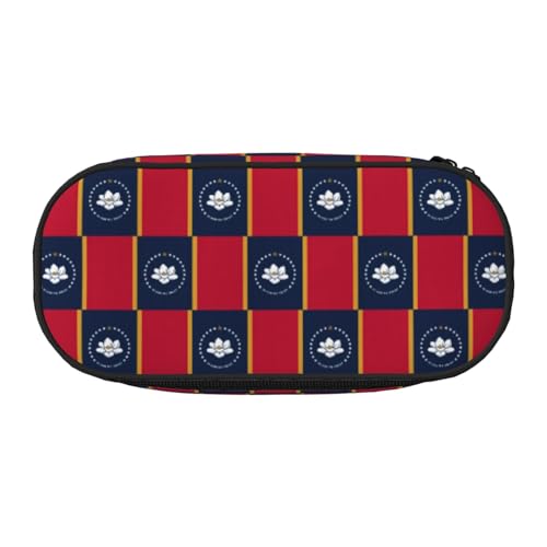 SDEGTHO Mississippi Federmäppchen mit Staatsflagge, großes Fassungsvermögen, Mehrzweck-Federmäppchen, tragbares Federmäppchen für Büro, Schwarz , Einheitsgröße, Taschen-Organizer von SDEGTHO