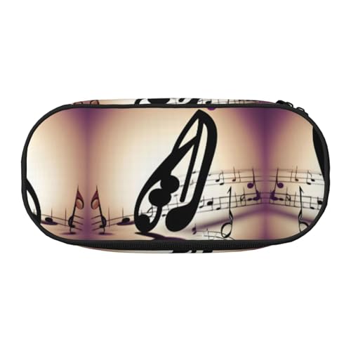 SDEGTHO Musik Notizen Muster Große Kapazität Federmäppchen, Multifunktionaler Bleistiftbeutel, tragbarer Bleistiftbeutel, Stifttasche für Büro, blacks, One size, Tasche Organizer von SDEGTHO