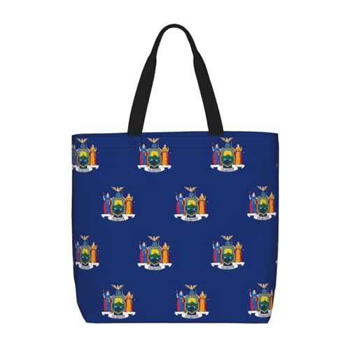 SDEGTHO New York Flag Polyester Tote Bag For Everybody With Inner Pockets, Laptop Bag With Zipper For Work Travel, Schwarz, Einheitsgröße von SDEGTHO