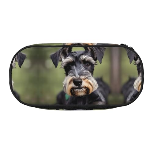 SDEGTHO Niedliche Schnauzer Große Kapazität Bleistift Fall, Multiuse Bleistift Beutel, Tragbare Bleistift Tasche, Stift Fall für Büro, blacks, One size, Tasche Organizer von SDEGTHO