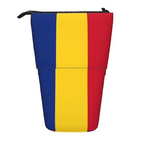 SDEGTHO Niedliches Teleskop-Federmäppchen, Motiv: Flagge von Rumänien, Schüler, Stiftehalter, Schreibwaren-Aufbewahrung für Schule, College, Schwarz , Einheitsgröße, Taschen-Organizer von SDEGTHO