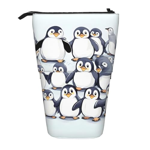 SDEGTHO Niedliches Teleskop-Federmäppchen mit Baby-Pinguin-Skizze, Schüler-Stifthalter, Schreibwaren-Aufbewahrung für Schule, College, Schwarz , Einheitsgröße, Taschen-Organizer von SDEGTHO