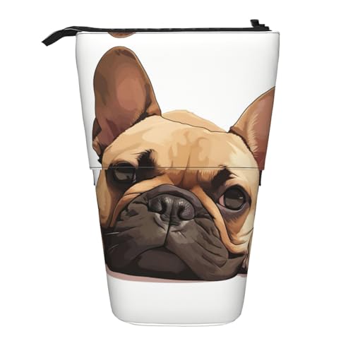 SDEGTHO Niedliches Teleskop-Federmäppchen mit Tier-Hund, Französische Bulldogge, Schüler-Stifthalter, Schreibwaren-Aufbewahrung für Schule, Universität, Schwarz , Einheitsgröße, Taschen-Organizer von SDEGTHO
