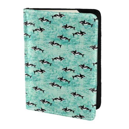 SDEGTHO Pazifischer Ozean Reisepasshülle mit biologischem Druck, Brieftasche, Rindsleder, Kartenetui, Reisezubehör, für Damen und Herren, Schwarz , Einheitsgröße von SDEGTHO