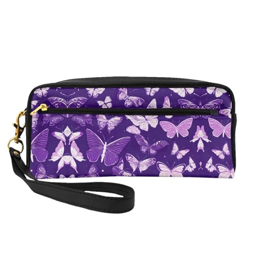 SDEGTHO Reise-Make-up-Tasche für Damen, Motiv: Schmetterlinge und Blumenmuster, Violett, Schwarz , Einheitsgröße von SDEGTHO