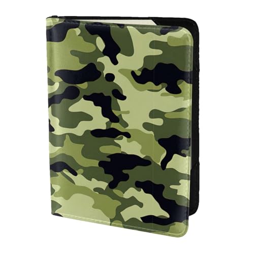 SDEGTHO Reisepasshülle, Rindsleder, Kartenetui, Reisezubehör, für Damen und Herren, Camouflage-Grün, Schwarz , Einheitsgröße von SDEGTHO