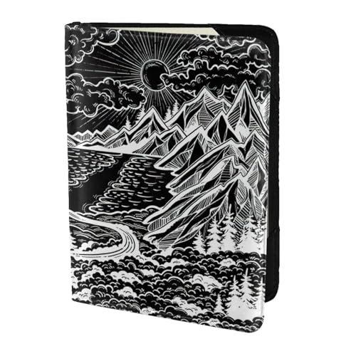 SDEGTHO Reisepasshülle aus Rindsleder, Kartenetui, Reisezubehör, für Damen und Herren, Schwarz / Weiß, Schwarz , Einheitsgröße von SDEGTHO