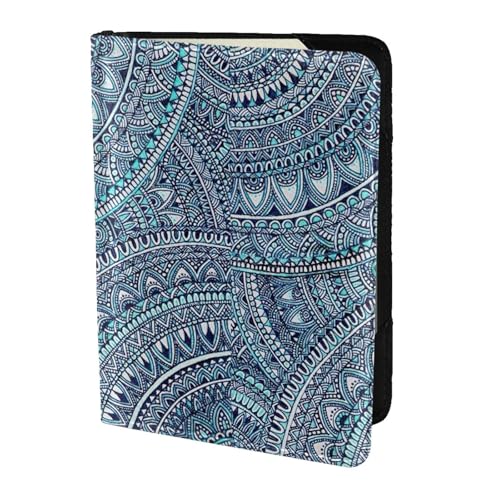 SDEGTHO Reisepasshülle aus Rindsleder, Retro-Design, blau, Blumendruck, Reisezubehör, für Damen und Herren, Schwarz , Einheitsgröße von SDEGTHO