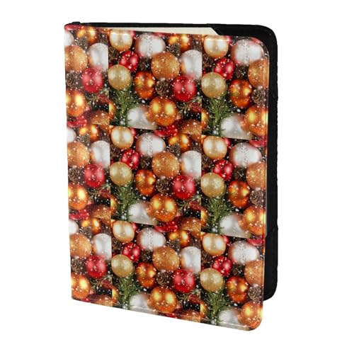 SDEGTHO Reisepasshülle aus Rindsleder, für Weihnachten, Neujahr, Bälle, bedruckt, Reisezubehör, für Damen und Herren, Schwarz , Einheitsgröße von SDEGTHO