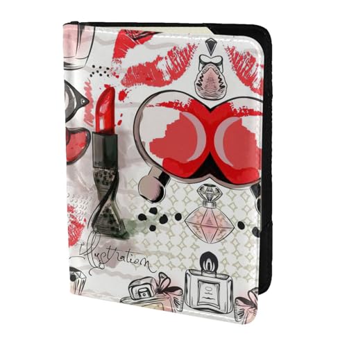 SDEGTHO Reisepasshülle für Kosmetik-Lippenstift, Parfüm, Kunstdruck, Reisepasshülle für Damen, Herren, Schwarz , Einheitsgröße von SDEGTHO