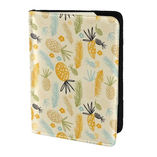 SDEGTHO Reisepasshülle mit Ananas-Muster, Brieftasche, Rindsleder, Kartenetui, Reisezubehör, für Damen und Herren, Schwarz , Einheitsgröße SDEGTHO Reisepasshülle mit Ananas-Muster, Brieftasche, Rindsleder, Kartenetui, Reisezubehör, für Damen und Herren, Schwarz , Einheitsgröße von SDEGTHO