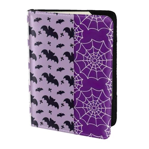 SDEGTHO Reisepasshülle mit Aufdruck "Happy Halloween", Rindsleder, Kartenetui, Reisezubehör, für Damen und Herren, Schwarz , Einheitsgröße von SDEGTHO
