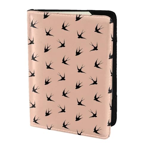 SDEGTHO Reisepasshülle mit Cartoon-Vogel-Druck, Brieftasche, Rindsleder, Kartenetui, Reisezubehör, für Damen und Herren, Schwarz , Einheitsgröße von SDEGTHO
