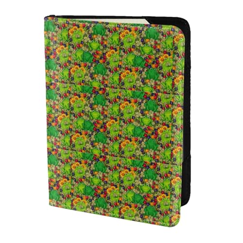 SDEGTHO Reisepasshülle mit Frosch-Aufdruck, Brieftasche, Rindsleder, Kartenetui, Reisezubehör, für Damen und Herren, Schwarz , Einheitsgröße von SDEGTHO