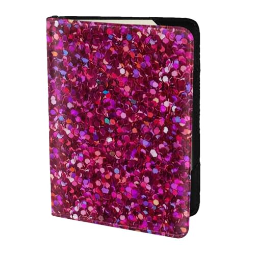 SDEGTHO Reisepasshülle mit Glitzermuster, Brieftasche, Rindsleder, Kartenetui, Reisezubehör, für Damen und Herren, Schwarz , Einheitsgröße von SDEGTHO