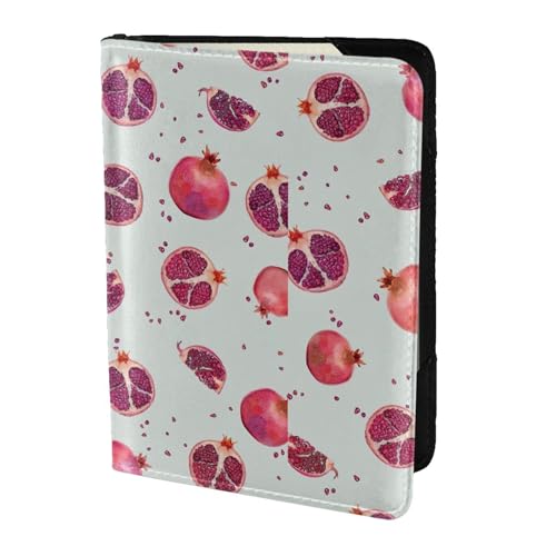 SDEGTHO Reisepasshülle mit Granatapfelmuster, Geldbörse, Rindsleder, Kartenetui, Reisezubehör, für Damen und Herren, Schwarz , Einheitsgröße von SDEGTHO
