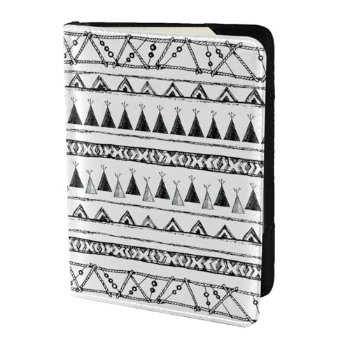 SDEGTHO Reisepasshülle mit Indianer-Muster, Geldbörse, Rindsleder, Kartenetui, Reisezubehör, für Damen und Herren, Schwarz , Einheitsgröße von SDEGTHO