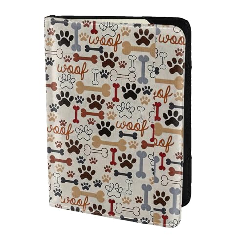 SDEGTHO Reisepasshülle mit Knochen- und Pfotenabdruck-Druck, Brieftasche, Rindsleder, Kartenetui, Reisezubehör, für Damen und Herren, Schwarz , Einheitsgröße SDEGTHO Reisepasshülle mit Knochen- und Pfotenabdruck-Druck, Brieftasche, Rindsleder, Kartenetui, Reisezubehör, für Damen und Herren, Schwarz , Einheitsgröße von SDEGTHO