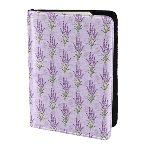 SDEGTHO Reisepasshülle mit Lavendelprägung, Brieftasche, Rindsleder, Kartenetui, Reisezubehör, für Damen und Herren, Schwarz , Einheitsgröße von SDEGTHO