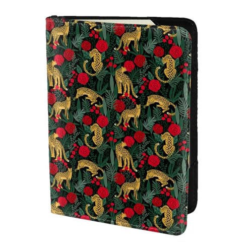 SDEGTHO Reisepasshülle mit Leoparden- und Rosen-Druck, Brieftasche, Rindsleder, Kartenetui, Reisezubehör, für Damen und Herren, Schwarz , Einheitsgröße SDEGTHO Reisepasshülle mit Leoparden- und Rosen-Druck, Brieftasche, Rindsleder, Kartenetui, Reisezubehör, für Damen und Herren, Schwarz , Einheitsgröße von SDEGTHO