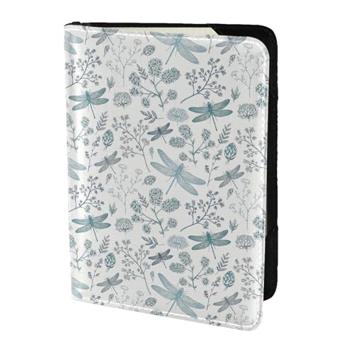 SDEGTHO Reisepasshülle mit Libellen-Blumendruck, Brieftasche, Rindsleder, Kartenetui, Reisezubehör, für Damen und Herren, Schwarz , Einheitsgröße SDEGTHO Reisepasshülle mit Libellen-Blumendruck, Brieftasche, Rindsleder, Kartenetui, Reisezubehör, für Damen und Herren, Schwarz , Einheitsgröße von SDEGTHO