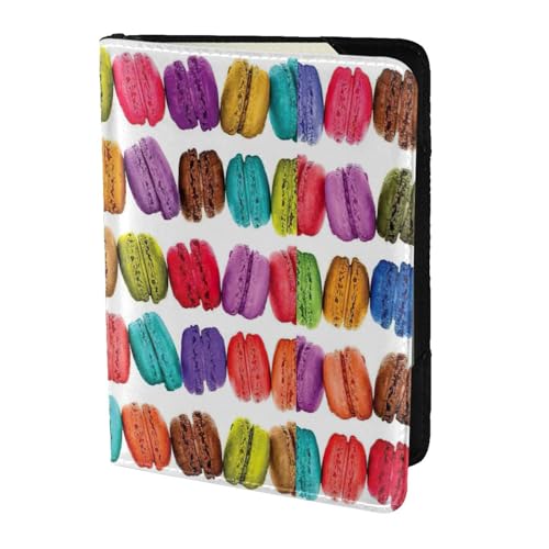 SDEGTHO Reisepasshülle mit Macaron-Keksgeschmack, Kartenetui, Reisezubehör, für Damen und Herren, Schwarz , Einheitsgröße von SDEGTHO