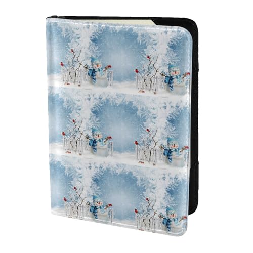 SDEGTHO Reisepasshülle mit Schneemann-Motiv, aus Rindsleder, Reisezubehör, für Damen und Herren, Schwarz , Einheitsgröße von SDEGTHO