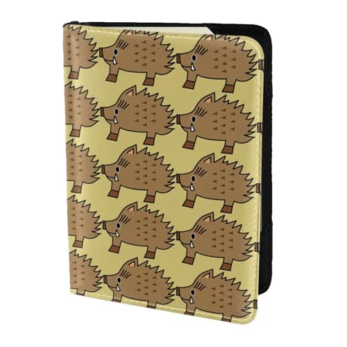 SDEGTHO Reisepasshülle mit Wildschwein-Animationsdruck, Brieftasche, Rindsleder, Kartenetui, Reisezubehör, für Damen und Herren, Schwarz , Einheitsgröße von SDEGTHO