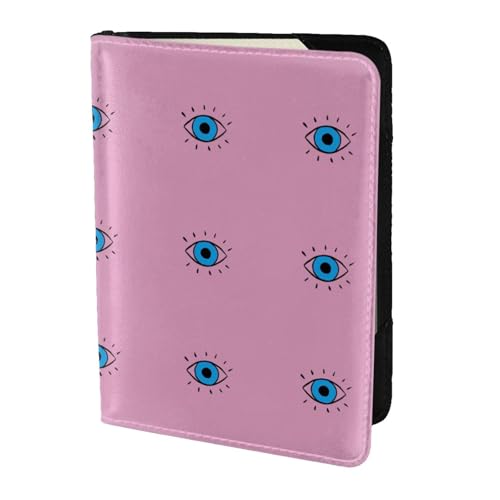 SDEGTHO Reisepasshülle mit bösem Blickdruck, Brieftasche, Rindsleder, Kartenetui, Reisezubehör, für Damen und Herren, Schwarz , Einheitsgröße von SDEGTHO