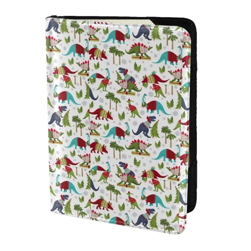 SDEGTHO Reisepasshülle mit buntem Dinosaurier-Druck, Brieftasche, Rindsleder, Kartenetui, Reisezubehör, für Damen und Herren, Schwarz , Einheitsgröße von SDEGTHO