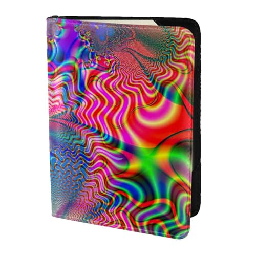 SDEGTHO Reisepasshülle mit buntem Druck, Brieftasche, Rindsleder, Kartenetui, Reisezubehör, für Damen und Herren, Schwarz , Einheitsgröße von SDEGTHO