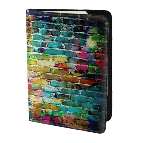 SDEGTHO Reisepasshülle mit buntem Graffiti-Ziegeldruck, Brieftasche, Rindsleder, Kartenetui, Reisezubehör, für Damen und Herren, Schwarz , Einheitsgröße SDEGTHO Reisepasshülle mit buntem Graffiti-Ziegeldruck, Brieftasche, Rindsleder, Kartenetui, Reisezubehör, für Damen und Herren, Schwarz , Einheitsgröße von SDEGTHO