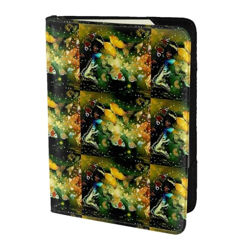 SDEGTHO Reisepasshülle mit buntem Schmetterlings-Aufdruck, Brieftasche, Rindsleder, Kartenetui, Reisezubehör, für Damen und Herren, Schwarz , Einheitsgröße von SDEGTHO