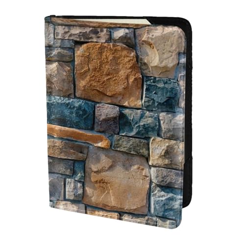 SDEGTHO Reisepasshülle mit buntem Steindruck, Brieftasche, Rindsleder, Kartenetui, Reisezubehör, für Damen und Herren, Schwarz , Einheitsgröße von SDEGTHO