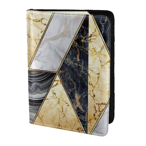SDEGTHO Reisepasshülle mit geometrischem Marmor, 1 Druck, Brieftasche, Rindsleder, Kartenetui, Reisezubehör, für Damen und Herren, Schwarz , Einheitsgröße von SDEGTHO