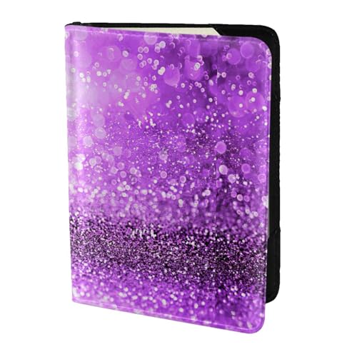 SDEGTHO Reisepasshülle mit glitzerndem Glitzer-Druck, Brieftasche, Rindsleder, Kartenetui, Reisezubehör, für Damen und Herren, Schwarz , Einheitsgröße von SDEGTHO