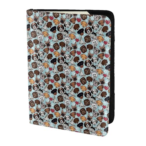 SDEGTHO Reisepasshülle mit niedlichem Mops-Aufdruck, Brieftasche, Rindsleder, Kartenetui, Reisezubehör, für Damen und Herren, Schwarz , Einheitsgröße von SDEGTHO